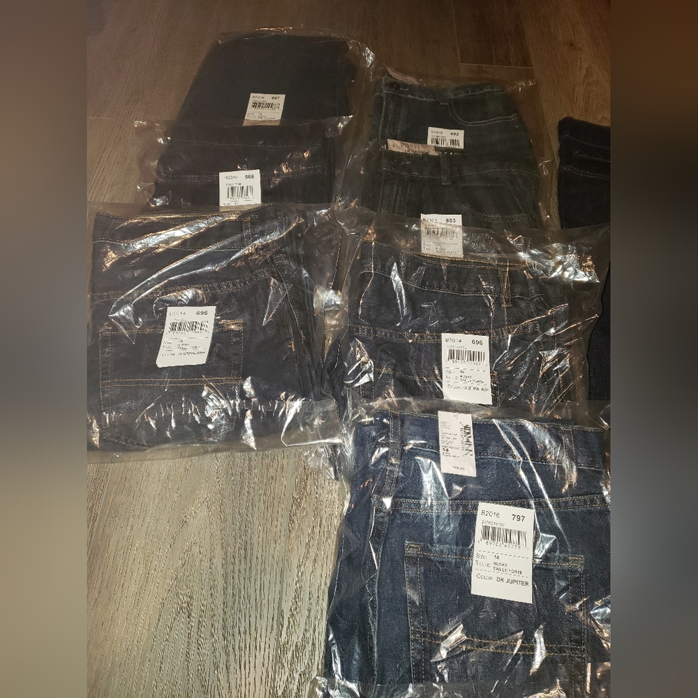 NWT The Children's Place Boys Straight Jeans 12 Husky adjustable band Dark Wash